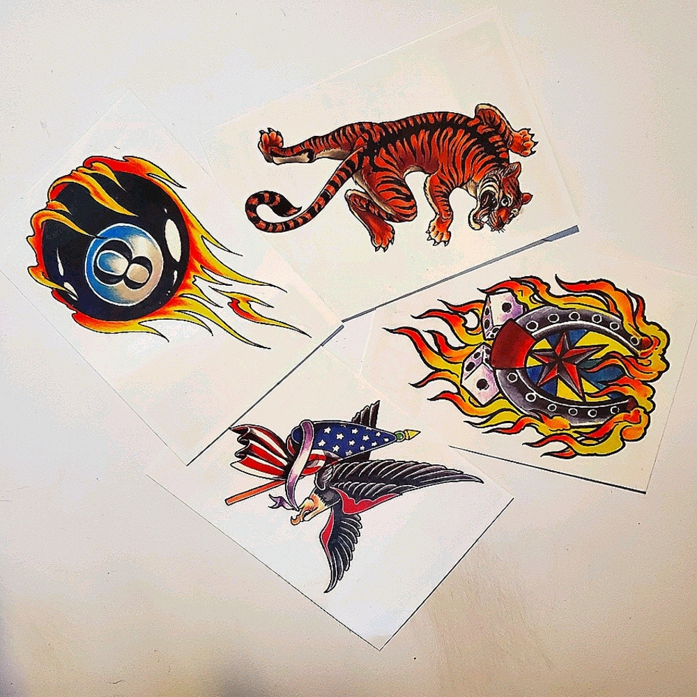 New 4 Awesome Temporary Tattoos